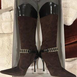 Authentic Jimmy Choo Elegant Coffee Suede Enzina Boots sz 37